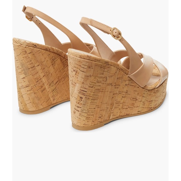 Stuart Weitzman Dayna Women's Tan Wedge Sandal - Picture 4 of 9